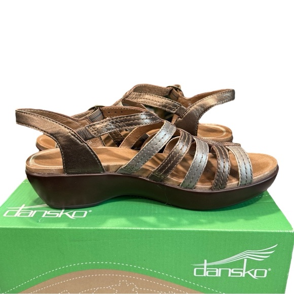 Dansko Drea Multi Metallic Wedge Leather Sandals Size 38 - Picture 4 of 15
